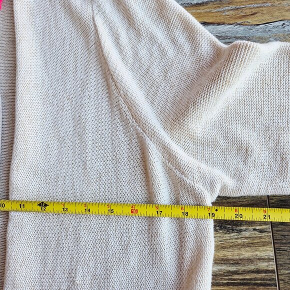 Lilly Pulitzer Tatum Fringe Hem Open Cardigan Cotton Blend Beige Gold Metallic - Picture 14 of 15